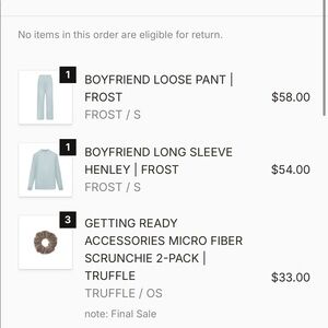 Skims boyfriend long sleeve Henley AND loose pant in freeze